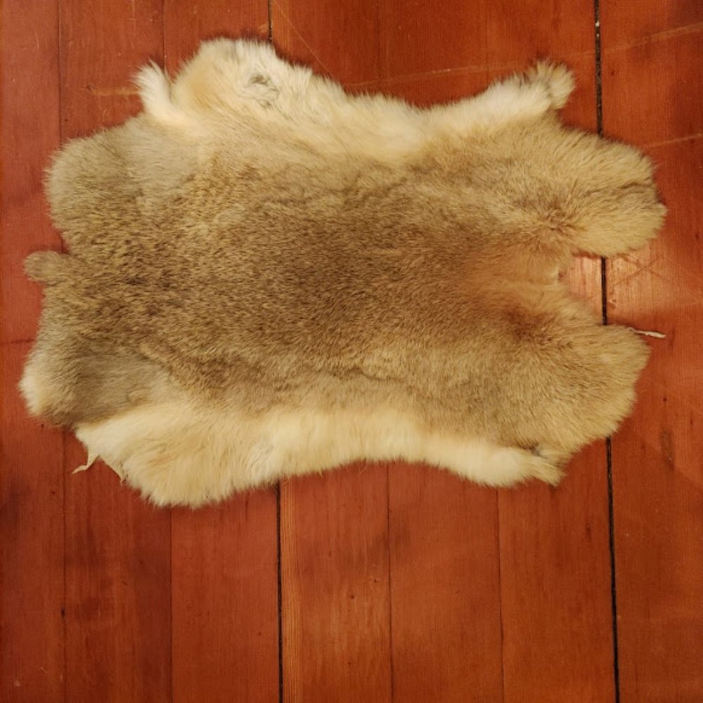 Real rabbit fur pelt with moose print